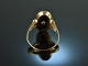 Um 1930! Sch&ouml;ner Onyx Ring mit Diamant Gold 333