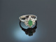 Um 1970! Edler Smaragd Diamant Ring Weiß Gold 585