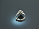 Around 1970! Precious Emerald Diamond Ring White Gold 585