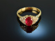 Italien um 1985! Hochwertiger Rubin Brillant Ring 0,6 ct Gold 750