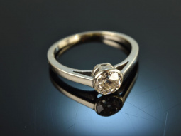 Wien um 1920! Sch&ouml;ner Altschliff Solit&auml;r Diamant Ring 0,55 ct Wei&szlig; Gold 585