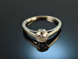 Wien um 1920! Sch&ouml;ner Altschliff Solit&auml;r Diamant Ring 0,55 ct Wei&szlig; Gold 585