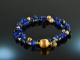 Royal Blue! Fancy Armband 2-reihig Lapislazuli Achat Sodalith Silber 925 vergoldet