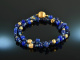 Royal Blue! Fancy Armband 2-reihig Lapislazuli Achat Sodalith Silber 925 vergoldet