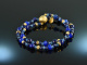 Mary Blue! Fancy Armband 2-reihig Sodalith Lapislazuli Achat Silber 925 vergoldet