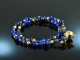 Mary Blue! Fancy Armband 2-reihig Sodalith Lapislazuli Achat Silber 925 vergoldet