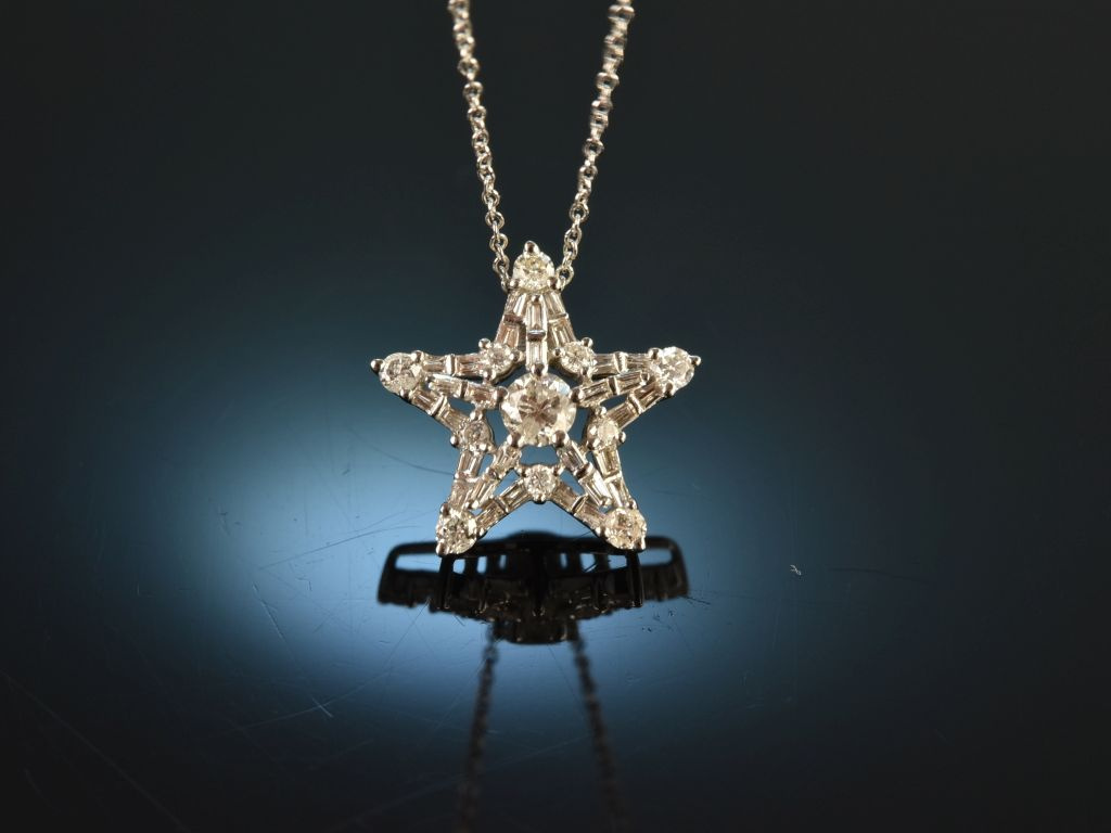 Funkelnder Stern! Diamant Anhänger mit Kette 0,45 ct Weiß Gold 750, 849,00 €