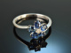 Blaue Bl&uuml;te! Saphir Diamant Ring Wei&szlig; Gold 750