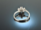 Blaue Bl&uuml;te! Saphir Diamant Ring Wei&szlig; Gold 750