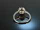 Delicate blue! Beautiful ring with blue topaz and diamonds white gold 750