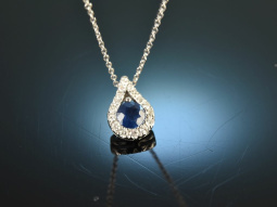 Delicate drop! Sapphire Brilliant Pendant with Chain...