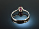 Feines Rot! Rubin Diamant Ring Wei&szlig; Gold 750