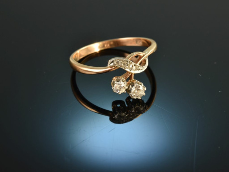 Um 1900! Historischer Diamant Ring Ros&eacute; Gold 585