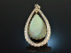 Um 1970! Feinster gro&szlig;er Opal Diamant Anh&auml;nger Wei&szlig; Gold 585