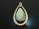 Around 1970! Finest Large Opal Diamond Pendant White Gold 585