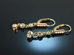 Um 1910! Historische Diamant Ohrringe mit Saatperlen Gold 585