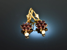 Beautiful garnet traditional earrings with pearl gold plated