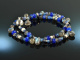 Wild West Blue! Fancy Armband 2-reihig mit Labradorit Sodalith Achat Lapislazuli Silber 925