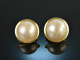 Around 1990! Classic ear clips with Mabe pearls gold 585