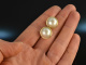 Around 1990! Classic ear clips with Mabe pearls gold 585
