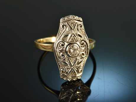 Um 1920! Sch&ouml;ner Art Deco Ring Diamanten Gold 585 Platin