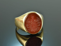 Around 1980! High quality coat of arms signet ring with...