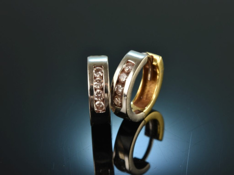 Um 2010! Elegante bicolor Brillant Creolen 0,32 ct Gold 750