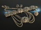 Around 1980! 4-piece traditional costume set necklace watch ring and ear clips garnet silver 835