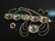 Around 1980! 4-piece traditional costume set necklace watch ring and ear clips garnet silver 835