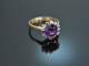Around 1975! Chic Vintage Ring with Amethyst and Diamonds White Gold 585