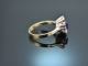 Um 1975! Schicker Vintage Ring mit Amethyst und Diamanten Wei&szlig; Gold 585