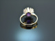 Around 1975! Chic Vintage Ring with Amethyst and Diamonds White Gold 585