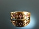 England um 1900! Zarter Rubin Diamant Ring Gold 15 ct