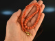 Around 1960! Mediterranean coral necklace with gold plated silver clasp
