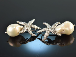 Big Sea Stars! Starfish Earrings Breeding Pearls Drop...