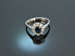 Around 1975! Classic Sapphire Brilliant Ring White Gold 585