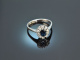 Um 1975! Klassischer Saphir Brillant Ring Weiß Gold 585