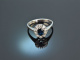 Um 1975! Klassischer Saphir Brillant Ring Wei&szlig; Gold 585