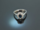 Around 1975! Classic Sapphire Brilliant Ring White Gold 585