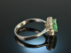 Around 1980! Classic Emerald Brilliant Ring White Gold 585