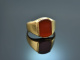 Around 1970! Classic coat of arms signet ring with carnelian gold 585