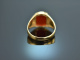Around 1970! Classic coat of arms signet ring with carnelian gold 585