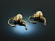Circa 1935! Classic cultured pearls diamond earrings gold 585