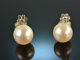 Around 1965! Classic cultured pearls diamond earrings silver 835