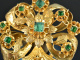 Spanien um 1850! Brosche und Ohrringe im Etui Glassteine Kupfer vergoldet