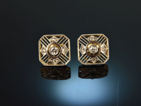 Um 1930! Art Deco Ohrringe mit Diamanten 0,36 ct Platin Gold 750