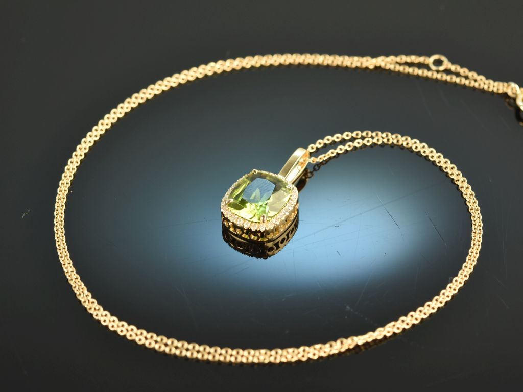 Fine Anhänger € 759,00 Green! Gold Peridot Diamant mit Kette 585,