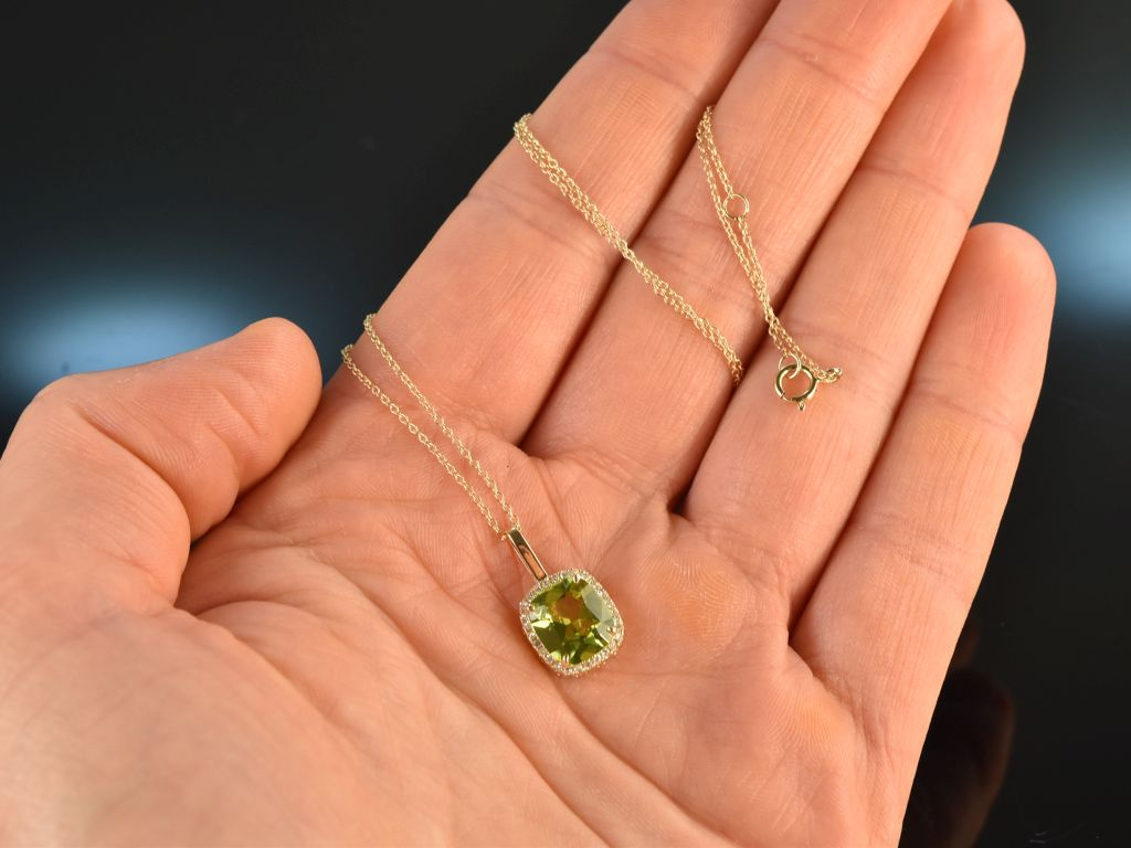 Fine Green! € Diamant Kette 585, Anhänger 759,00 mit Peridot Gold
