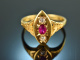 England 1863! Viktorianischer Ring mit Rubin und Altschliff Diamanten Gold 750