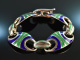 Around 1975! Fancy Vintage Enamel Bracelet Silver 925